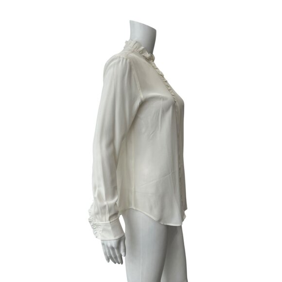 $165 NWT Lilysilk Ivory Crepe Silk Ruffle Shirt Blouse size 2 - Picture 5 of 12